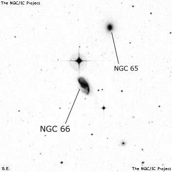 Negativní snímek oblohy NGC 66
