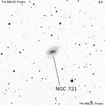 Negativní snímek oblohy NGC 721