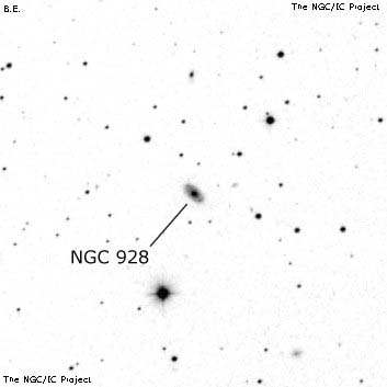 Negativní snímek oblohy NGC 928