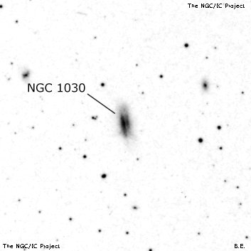 Negativní snímek oblohy NGC 1030
