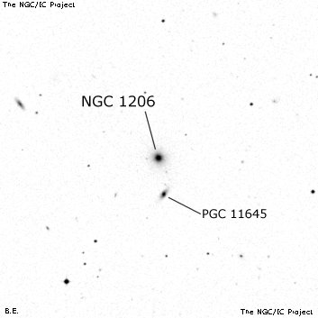 Negativní snímek oblohy NGC 1206