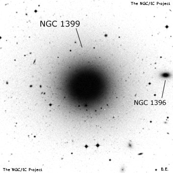 Negativní snímek oblohy NGC 1399