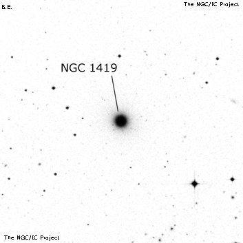 Negativní snímek oblohy NGC 1419
