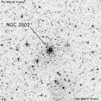 Negativní snímek oblohy NGC 2002