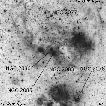 Negativní snímek oblohy NGC 2085