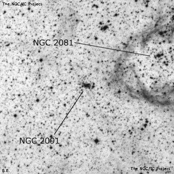 Negativní snímek oblohy NGC 2091