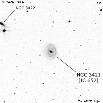 Negativní snímek oblohy NGC 3421