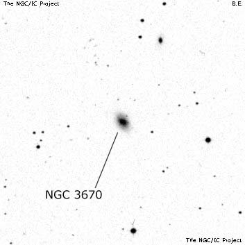 Negativní snímek oblohy NGC 3670