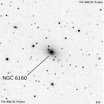 Negativní snímek oblohy NGC 6160