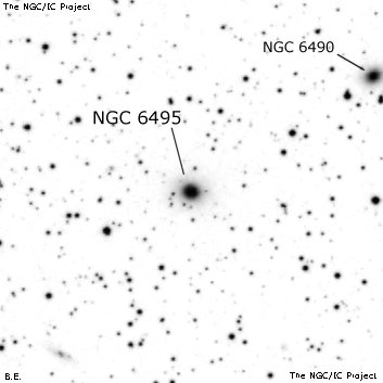 Negativní snímek oblohy NGC 6495