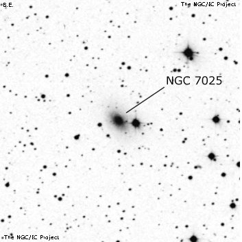 Negativní snímek oblohy NGC 7025