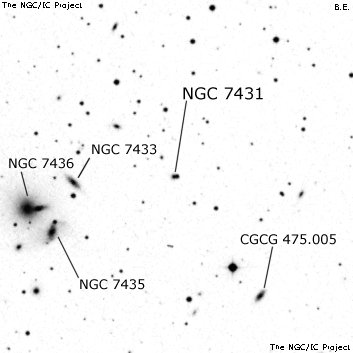 Negativní snímek oblohy NGC 7431