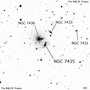 Negativní snímek oblohy NGC 7435